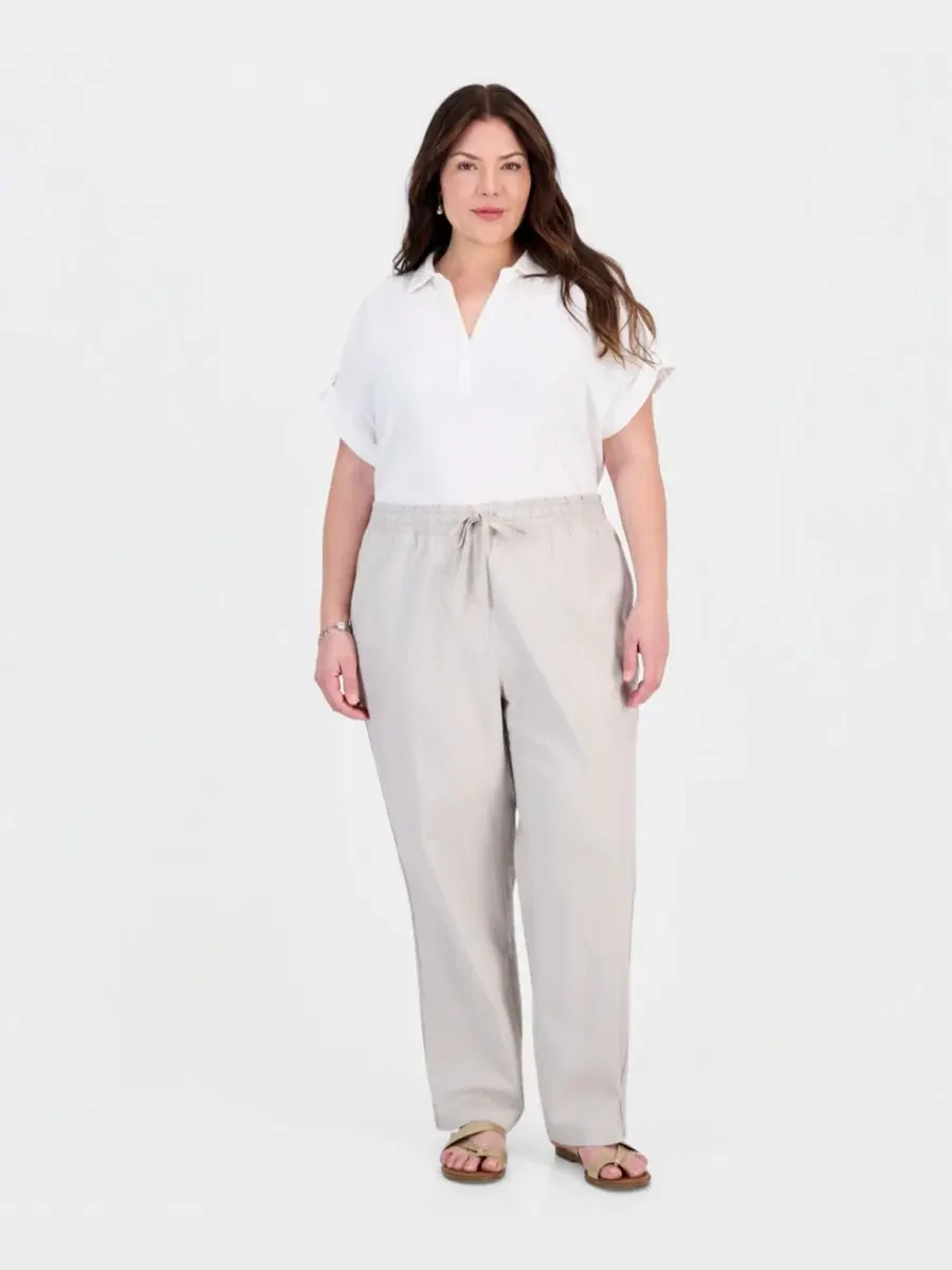 Широкие брюки с завязками на талии Style & Co Plus — изображение 1 из 3