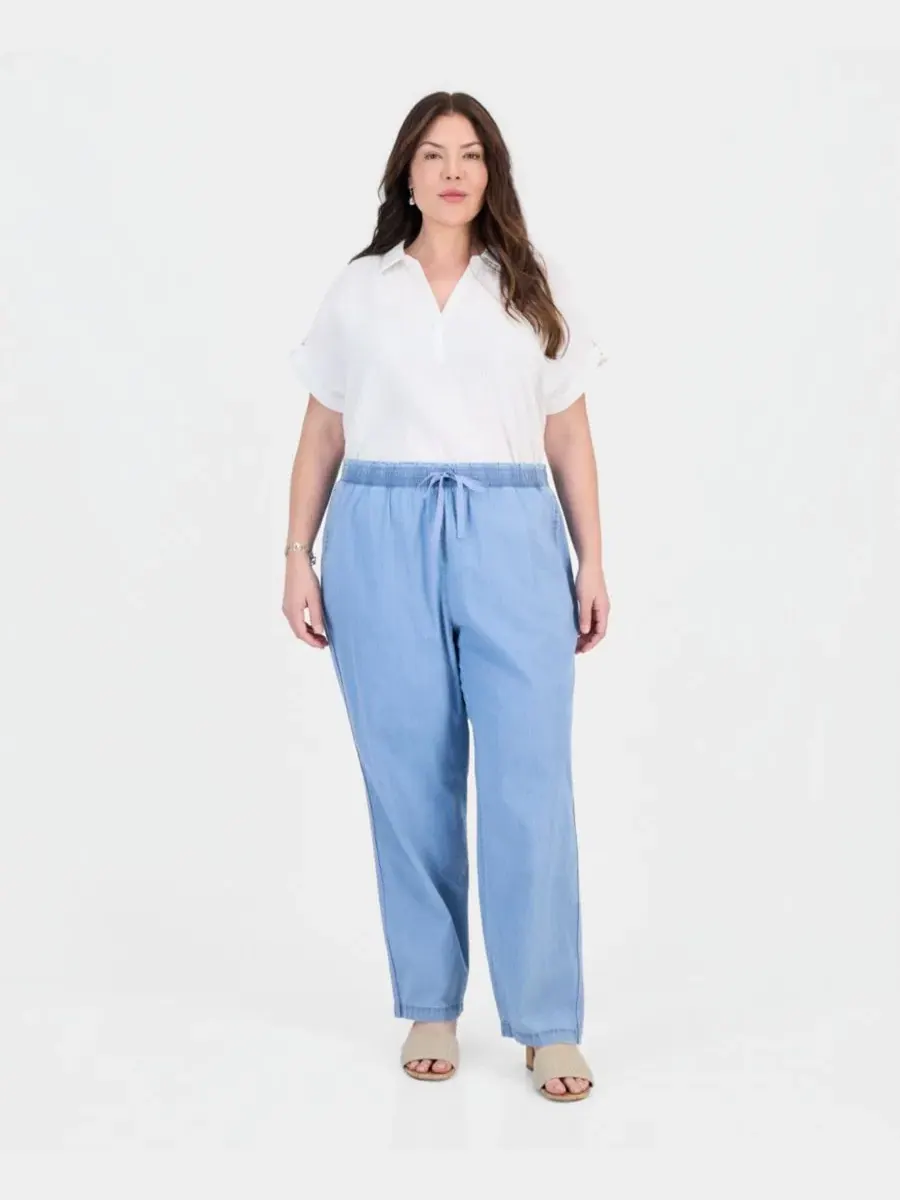 Широкие брюки с завязками на талии Style & Co Plus — изображение 1 из 4