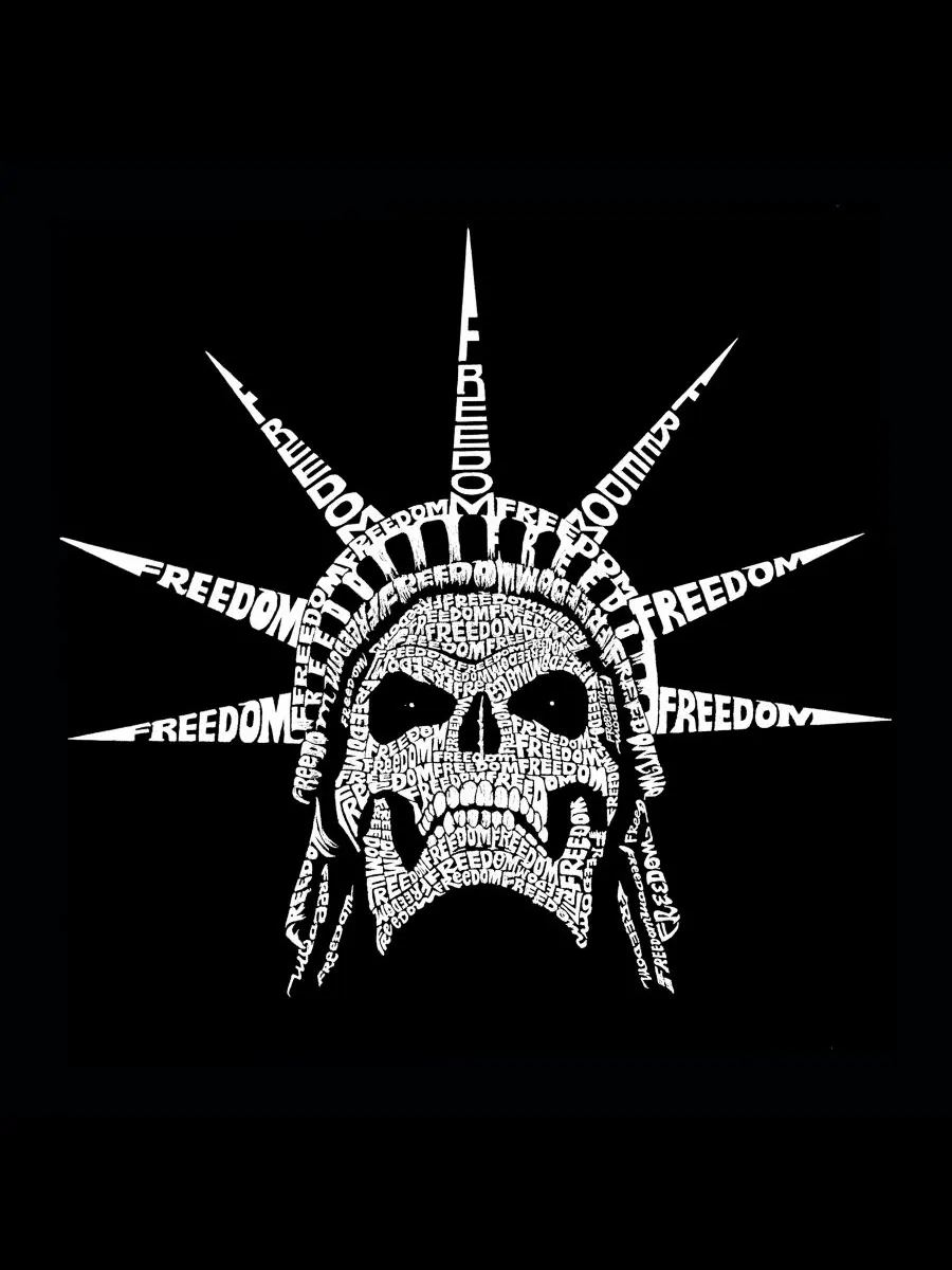 Мужская толстовка с длинными рукавами и капюшоном Freedom Skull Word Art LA Pop Art — изображение 3 из 3, черный