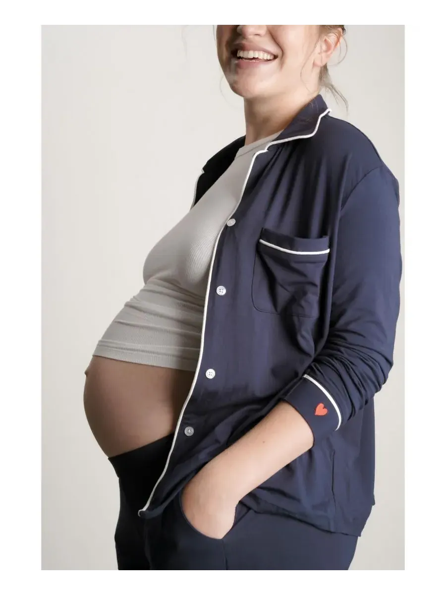 Пижамный комплект для беременных NOM Heart On My Sleeve NOM Maternity — изображение 2 из 3, темно-синий