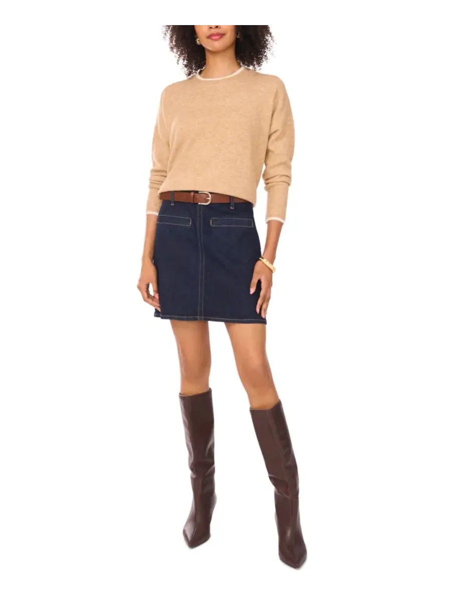 Свитер с контрастной отделкой Vince Camuto, Latte Heather — изображение 2 из 6