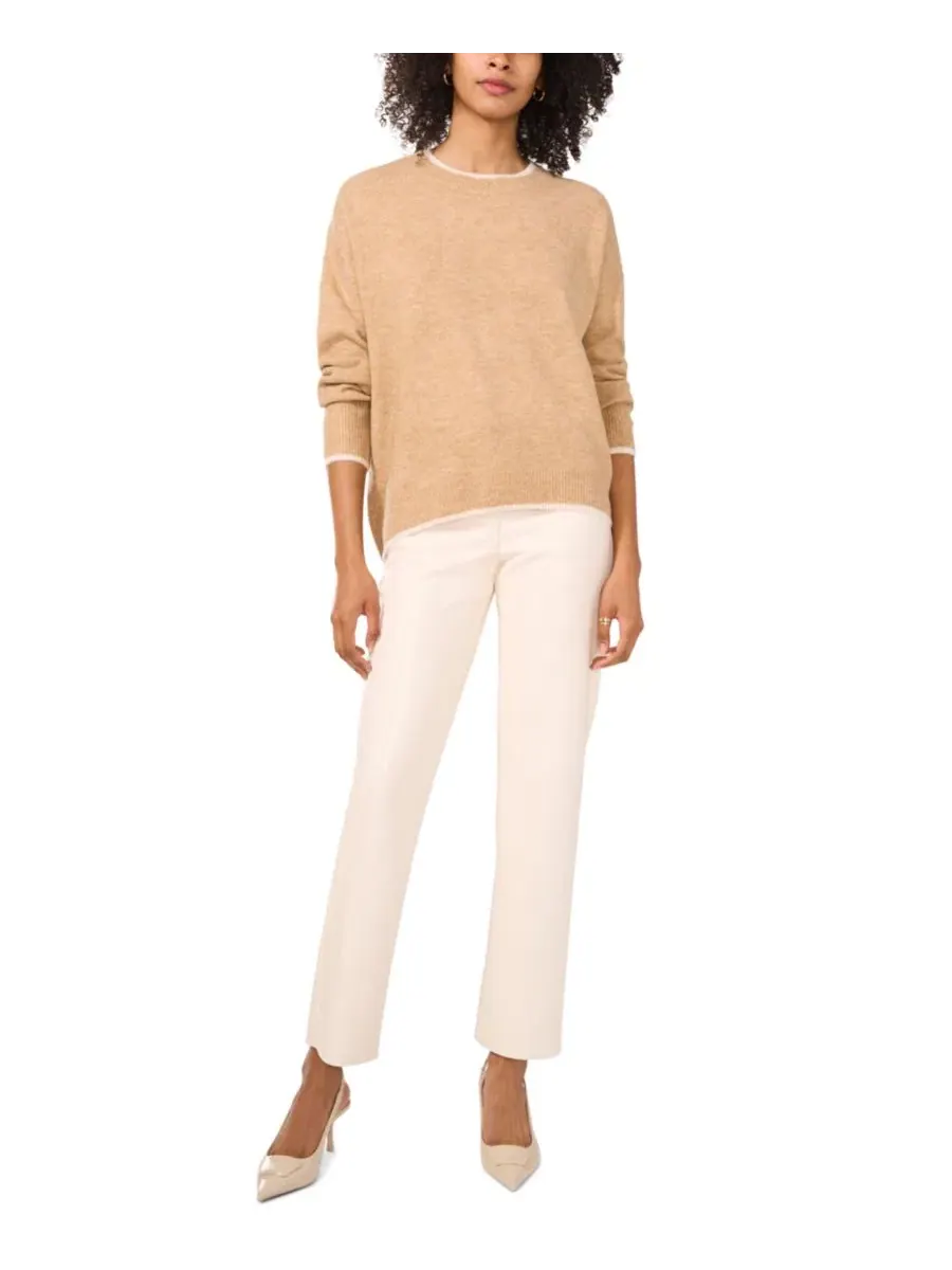 Свитер с контрастной отделкой Vince Camuto, Latte Heather — изображение 3 из 6