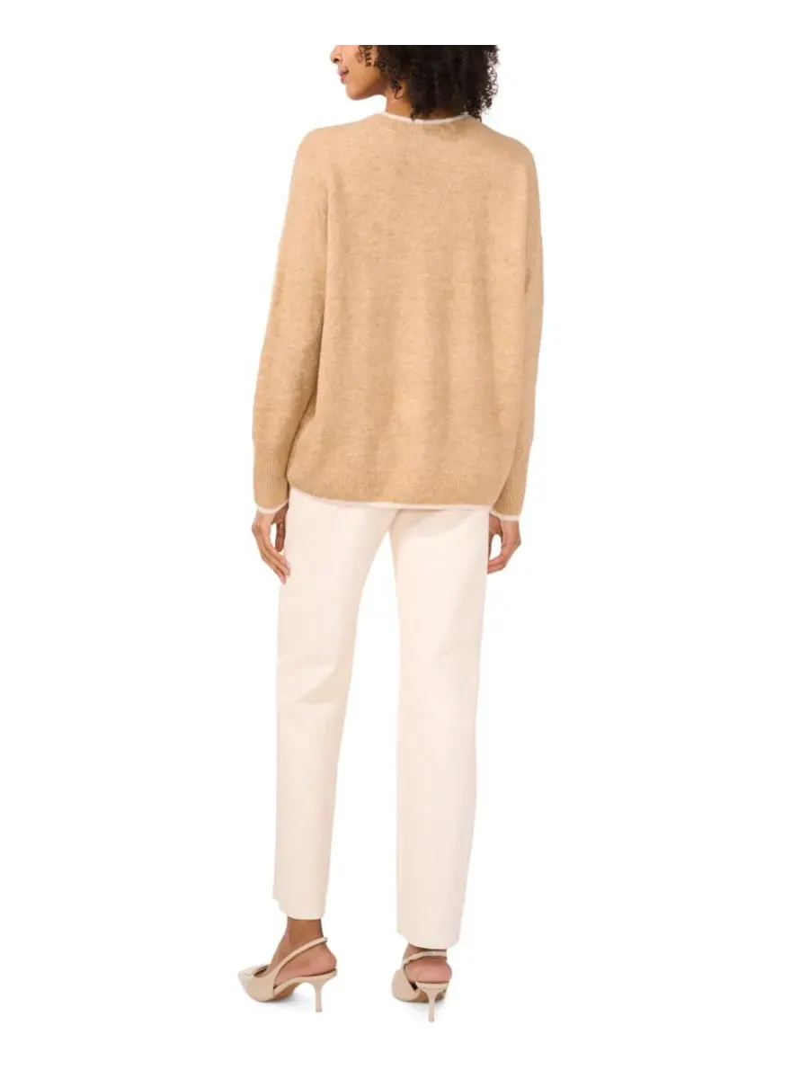 Свитер с контрастной отделкой Vince Camuto, Latte Heather — изображение 4 из 6