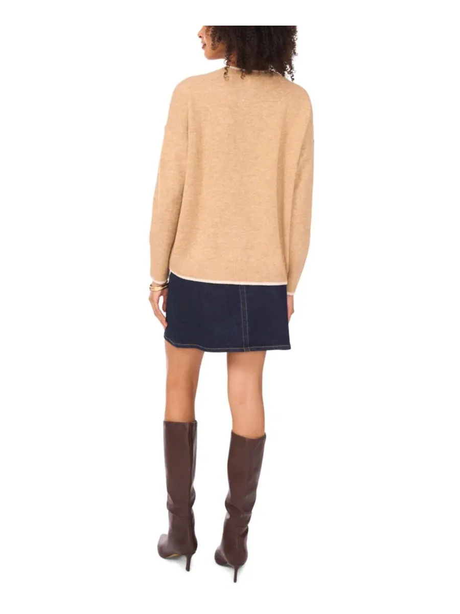 Свитер с контрастной отделкой Vince Camuto, Latte Heather — изображение 5 из 6