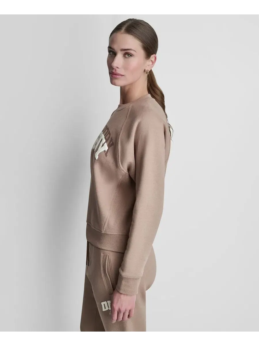 Женский свитшот с круглым вырезом и логотипом Shadow Varsity DKNY Sport, Woodsmoke — изображение 2 из 7