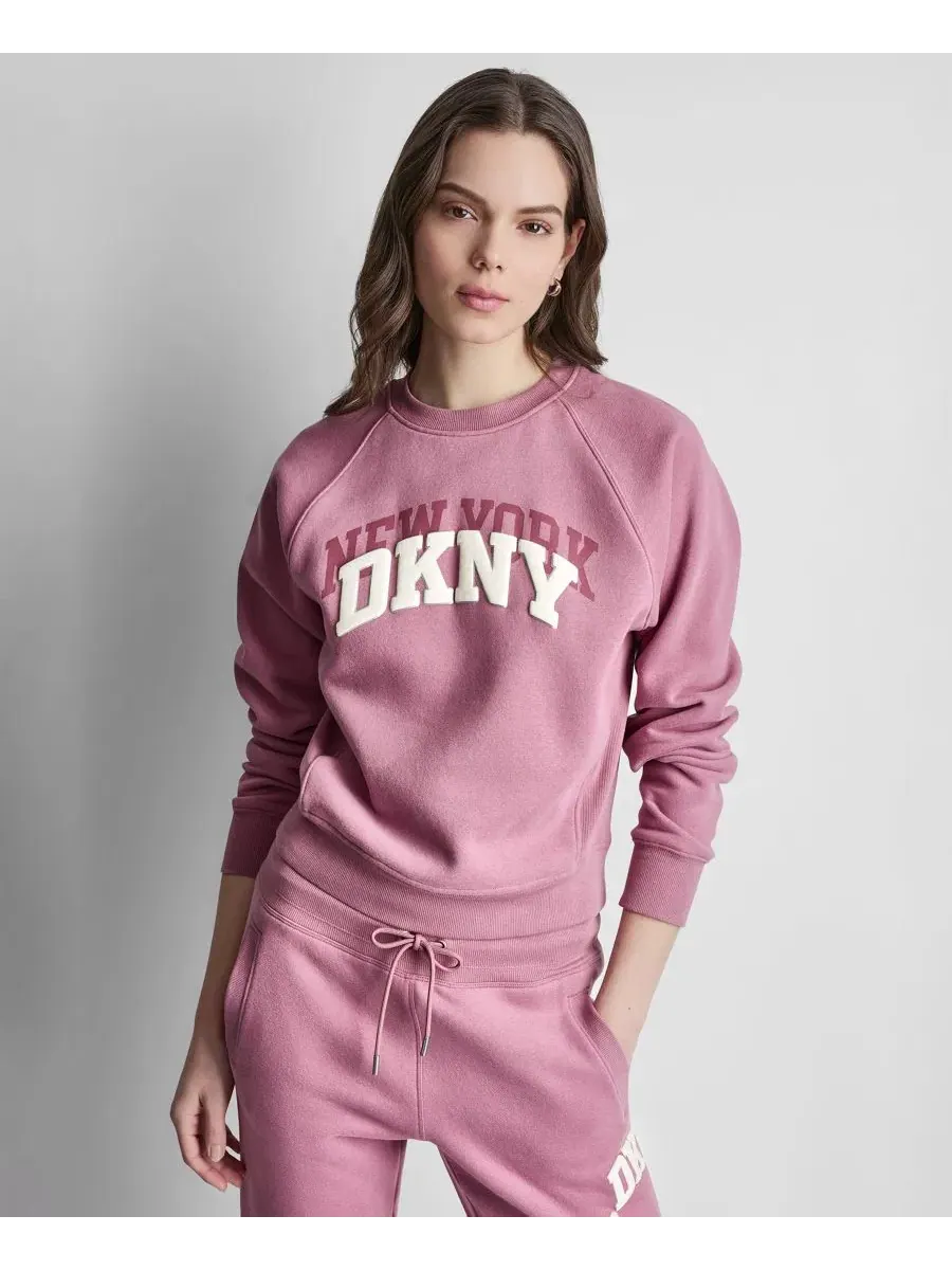 Свитшот с круглым вырезом и принтом Shadow Varsity Logo DKNY Sport — изображение 1 из 4, розовый