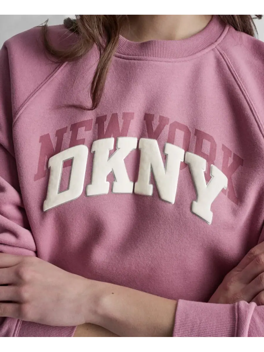 Свитшот с круглым вырезом и принтом Shadow Varsity Logo DKNY Sport — изображение 3 из 4, розовый