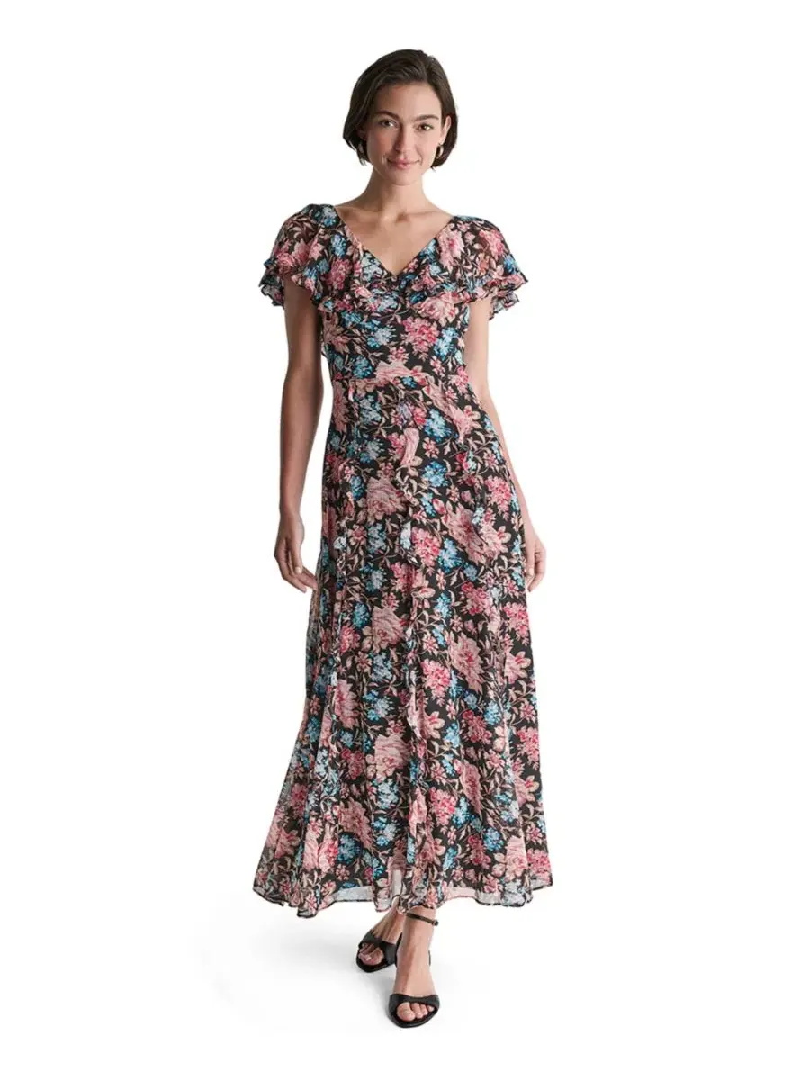 Платье макси с принтом, без рукавов BCBG — изображение 1 из 5, черный мульти