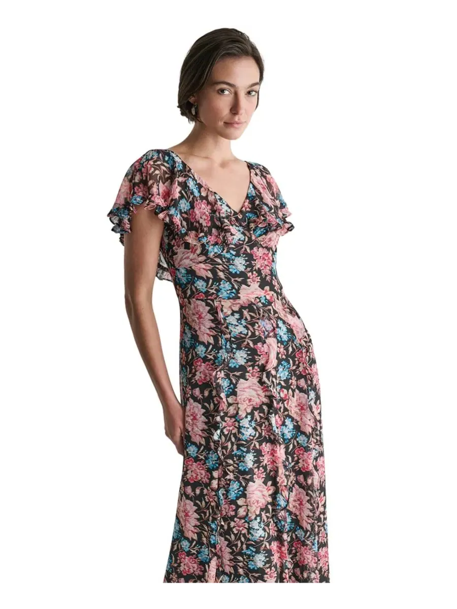 Платье макси с принтом, без рукавов BCBG — изображение 3 из 5, черный мульти