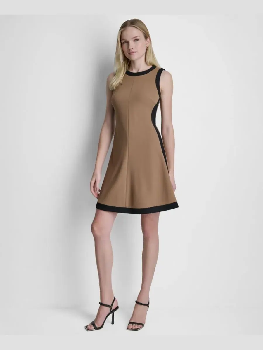 Платье-мини без рукавов с цветовым блоком DKNY
