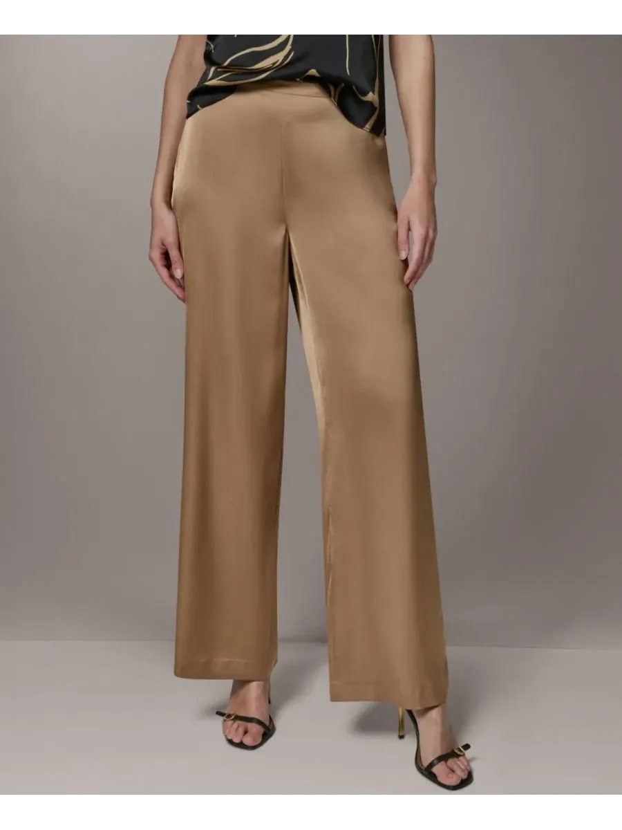 Женские брюки с широкой штаниной, средней посадки Donna Karan New York — изображение 1 из 6, олененок