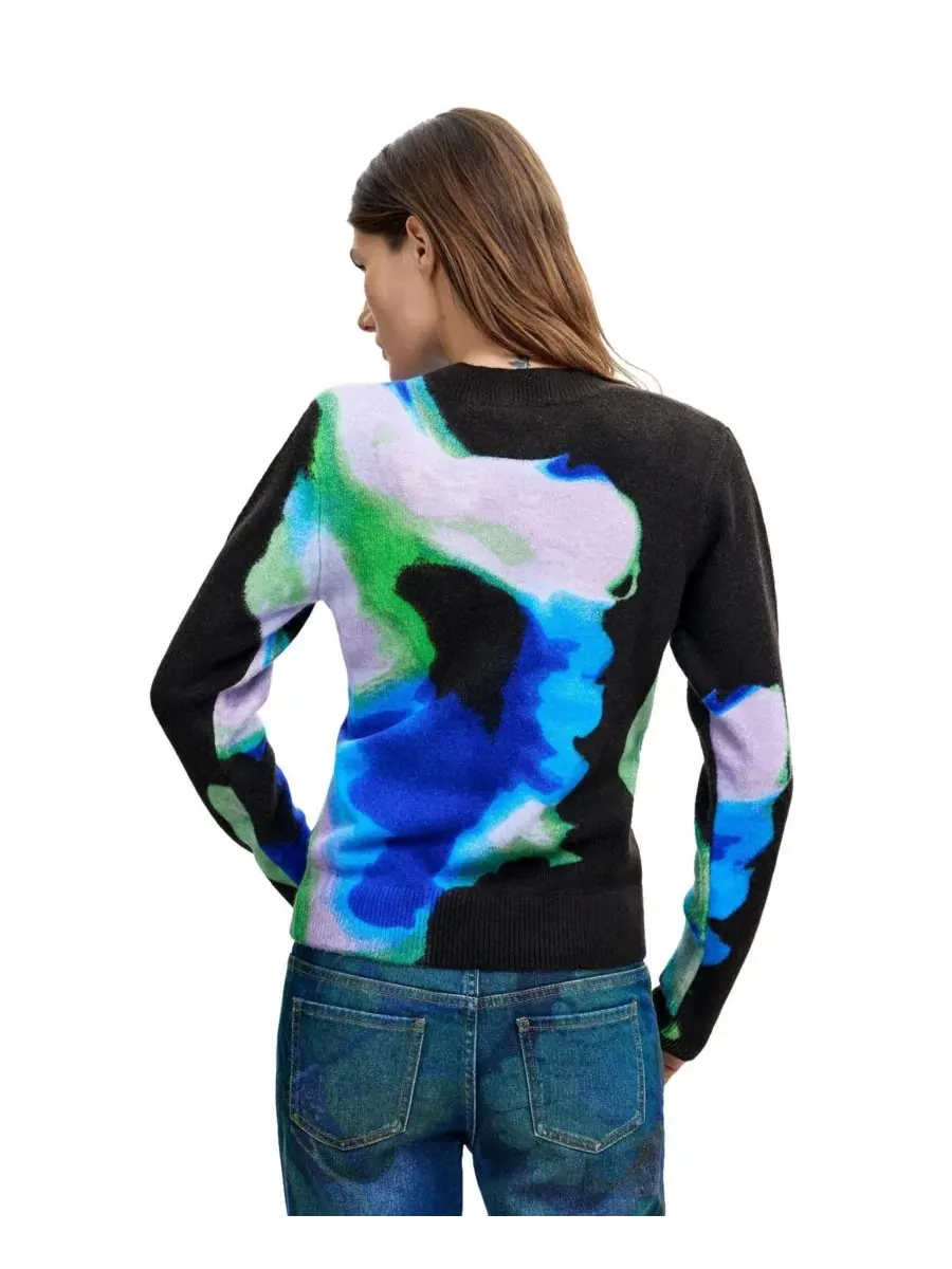 Женский свитер с абстрактным принтом, модель M. C. Lacroix Desigual — изображение 4 из 5, синий