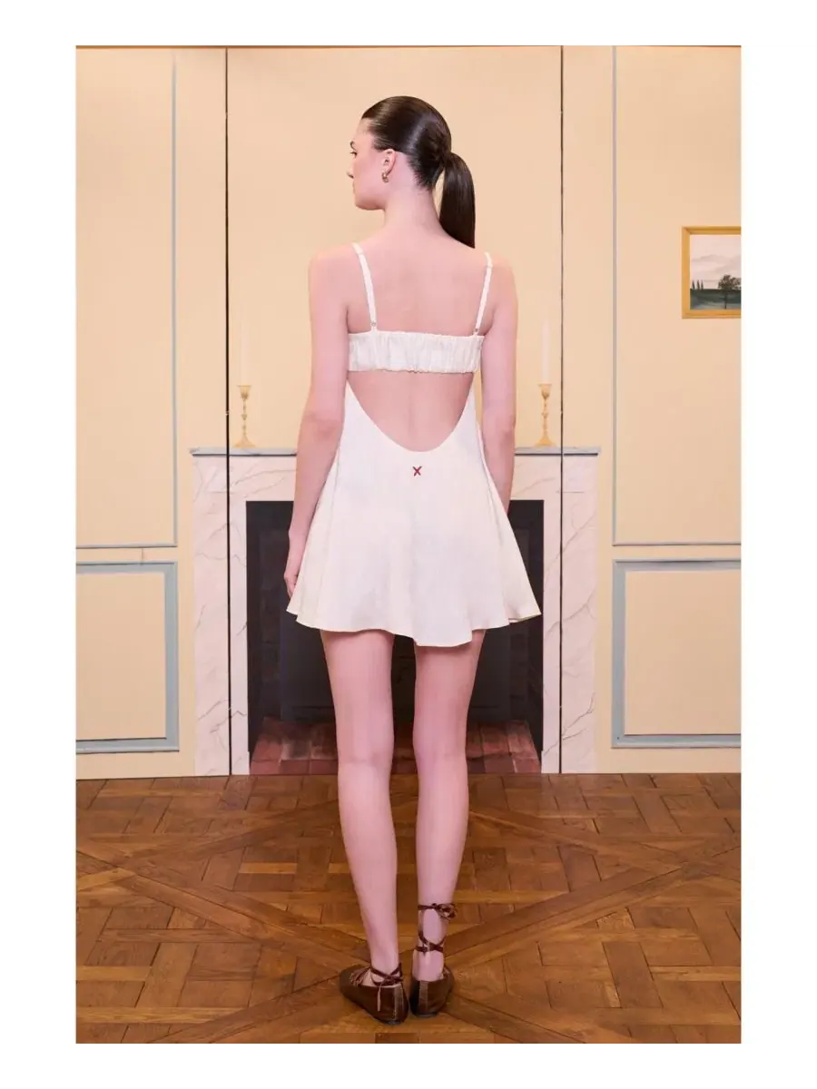Платье мини без рукавов с открытой спиной Daydreamers Strappy Backless PCFG — изображение 8 из 8, бежевый