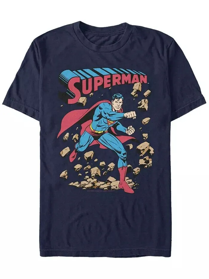 Футболка DC Men's Superman Rock Punch с коротким рукавом Fifth Sun — изображение 1 из 2, темно-синий