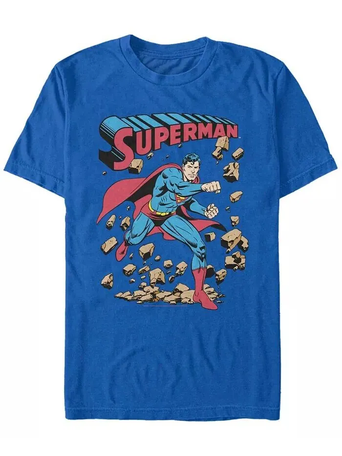 Футболка DC Men's Superman Rock Punch с коротким рукавом Fifth Sun — изображение 2 из 2, темно-синий