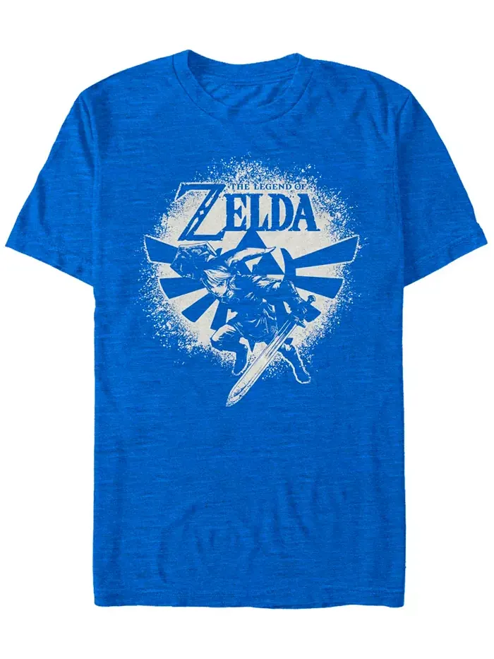 Мужская футболка с коротким рукавом Nintendo Zelda Link Wingcrest Spray Paint Fifth Sun — изображение 1 из 1, синий