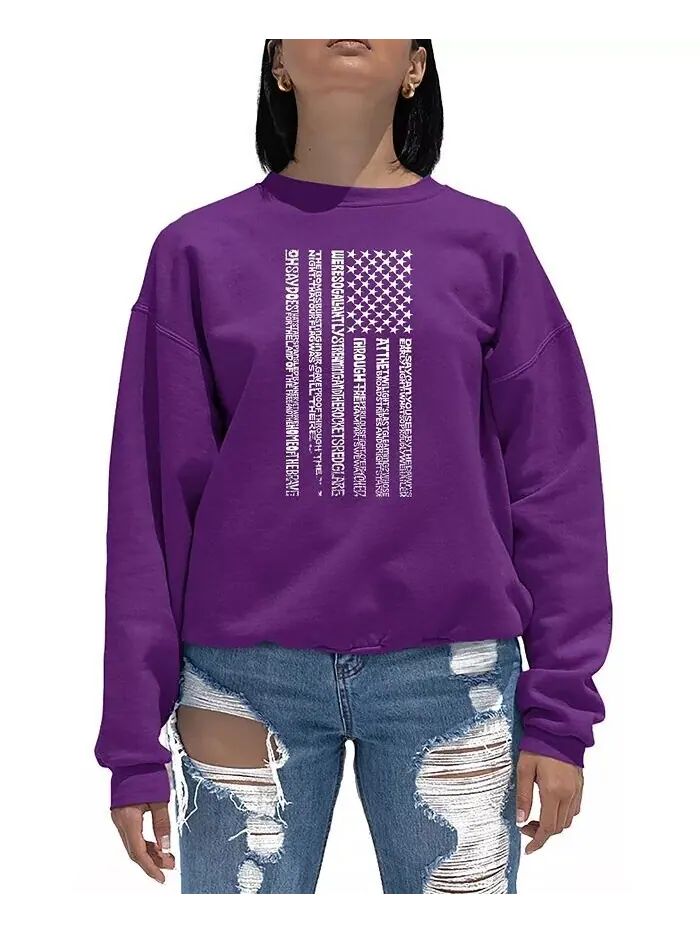 Женская толстовка Word Art Crewneck с национальным гимном и флагом LA Pop Art