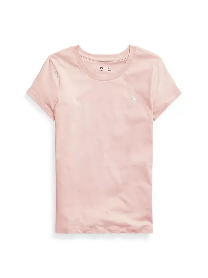 Футболка с коротким рукавом из хлопкового джерси для девочек постарше Polo Ralph Lauren — изображение 1 из 2, розовый