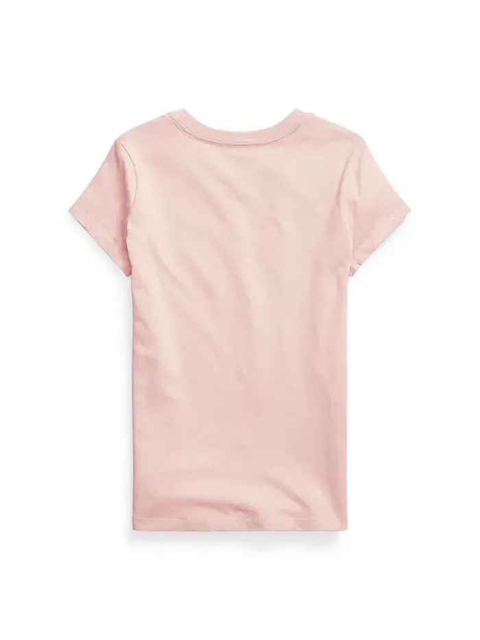 Футболка с коротким рукавом из хлопкового джерси для девочек постарше Polo Ralph Lauren — изображение 2 из 2, розовый