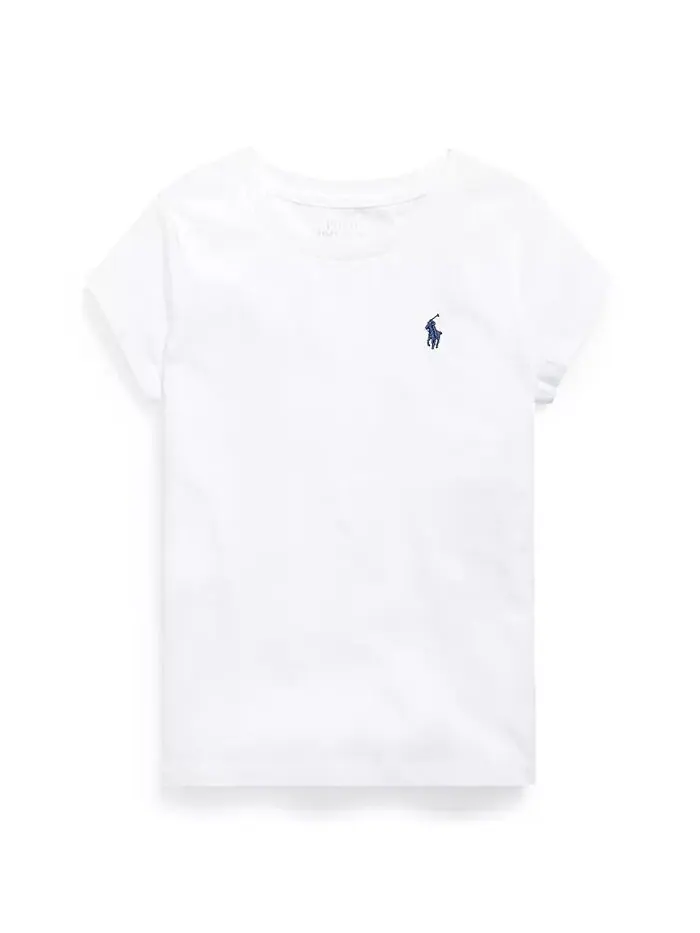 Футболка с коротким рукавом из хлопкового джерси для больших девочек Polo Ralph Lauren — изображение 1 из 2, белый