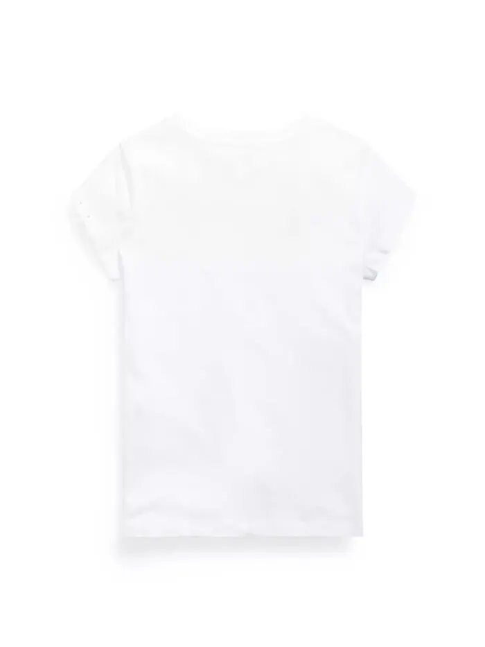 Футболка с коротким рукавом из хлопкового джерси для больших девочек Polo Ralph Lauren — изображение 2 из 2, белый