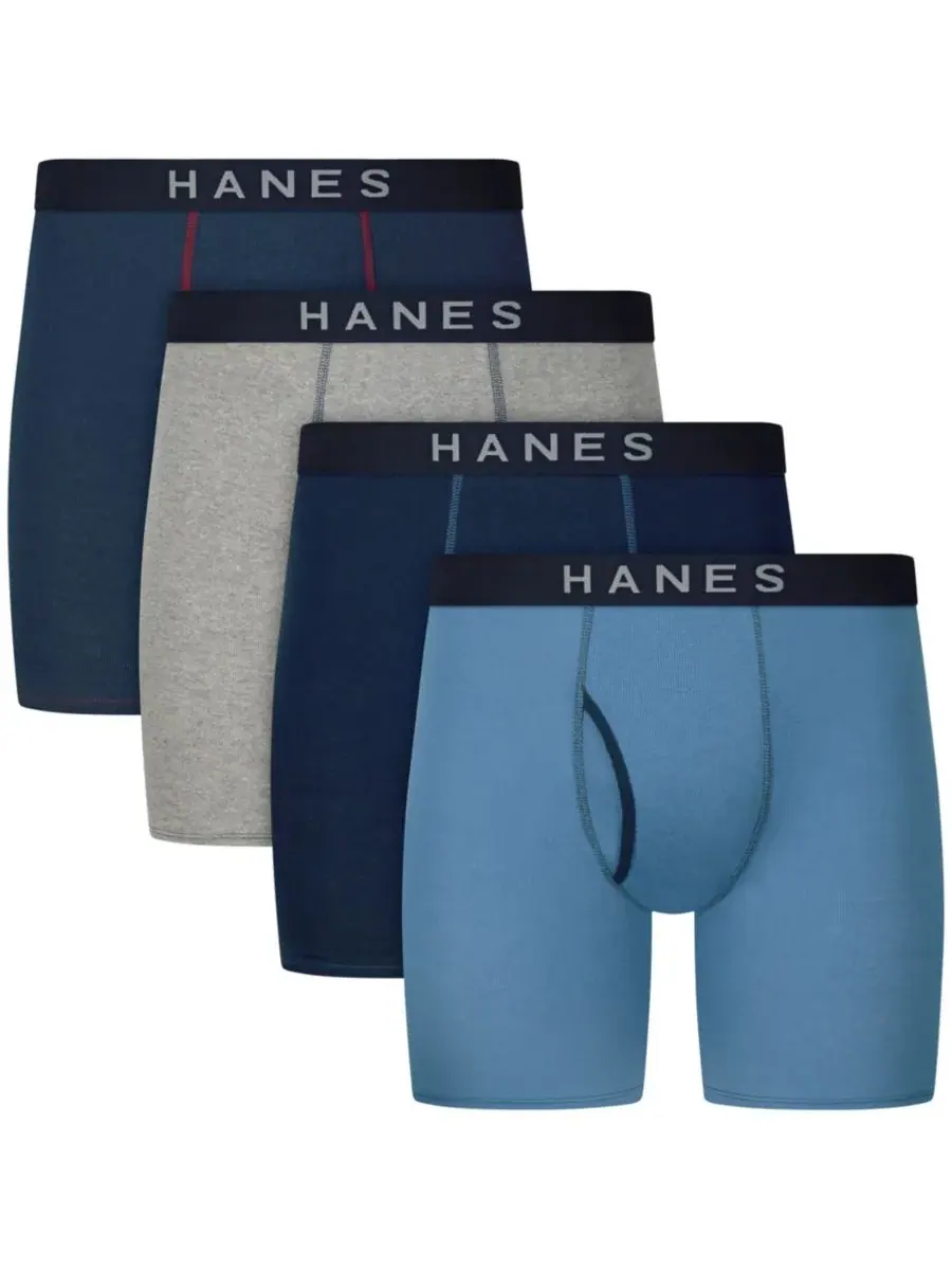 Hanes Мужские боксеры Ultimate Ringer, комплект из 4 штук — изображение 1 из 6, разноцветный