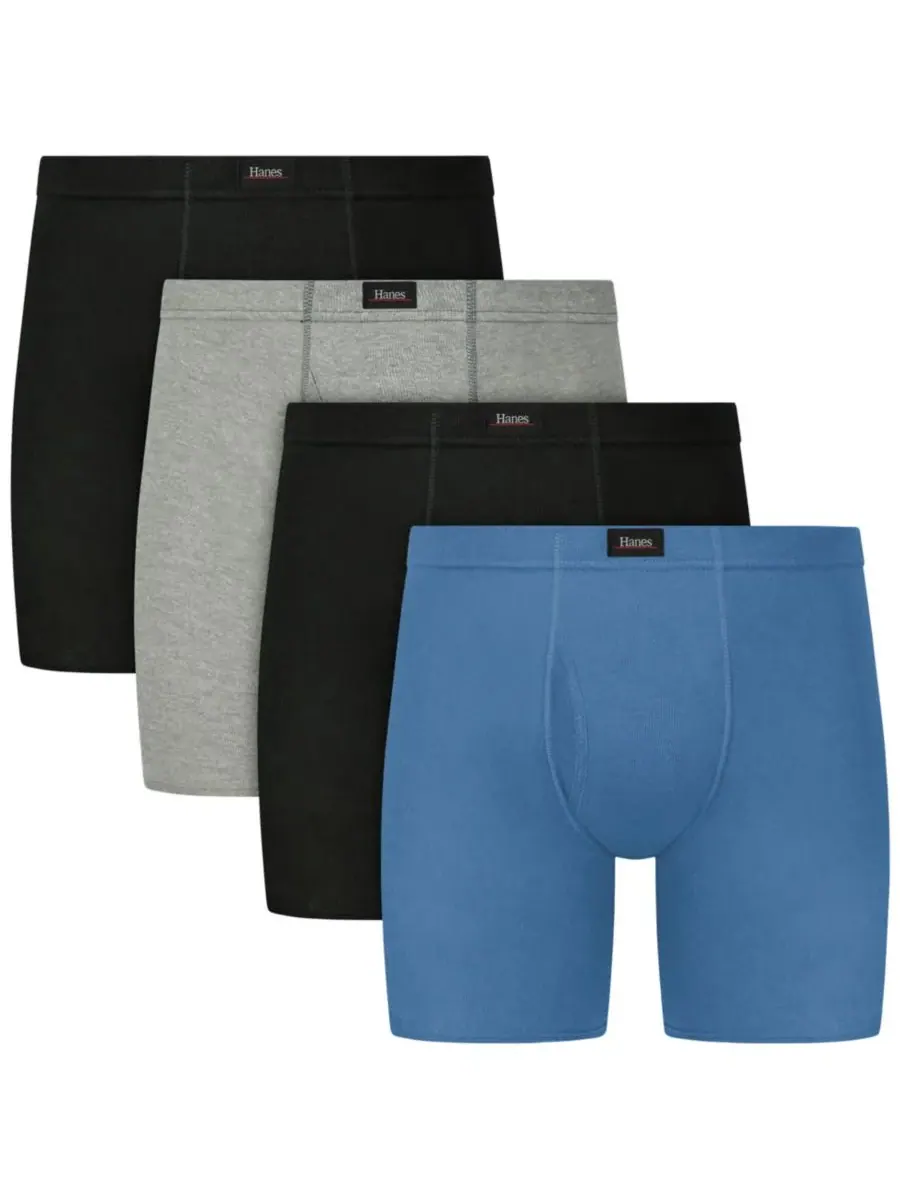 Hanes Мужские боксеры из высококачественного хлопка, комплект из 4 штук
