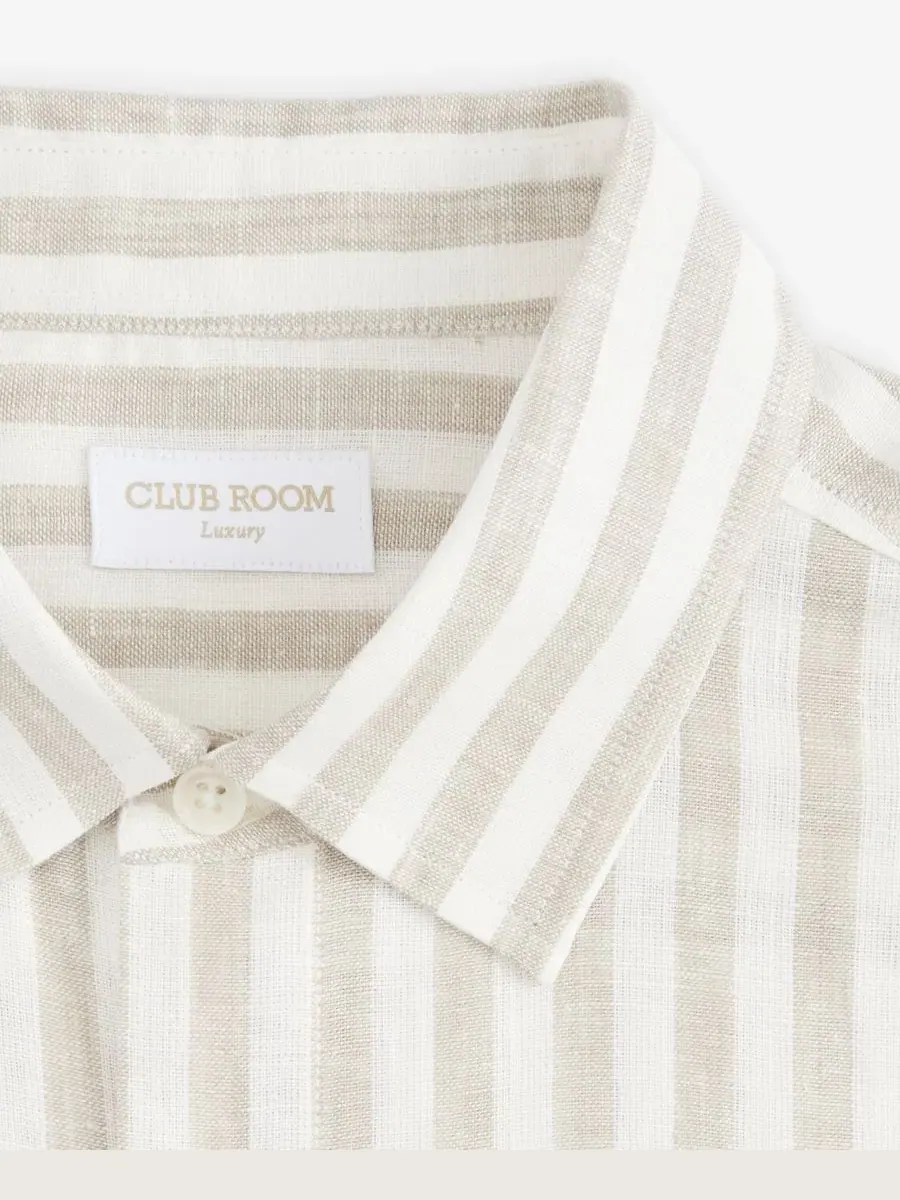Мужская льняная рубашка с длинными рукавами в курортном стиле Club Room, Lino Stripe Yd - Mossy Oak — изображение 4 из 9