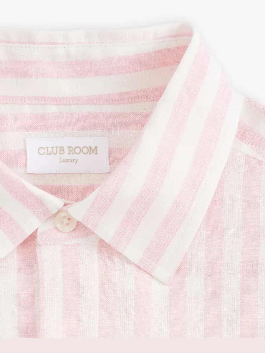 Мужская льняная рубашка с длинными рукавами в курортном стиле Club Room — изображение 4 из 8, розовый