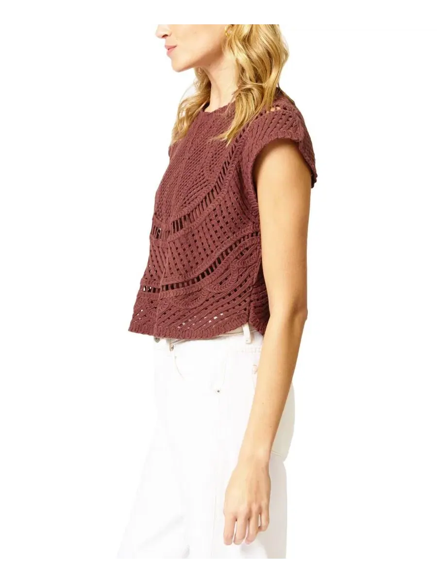 Женский вязаный крючком топ Ember Machine Crochet Top Central Park West — изображение 2 из 3, шоколад