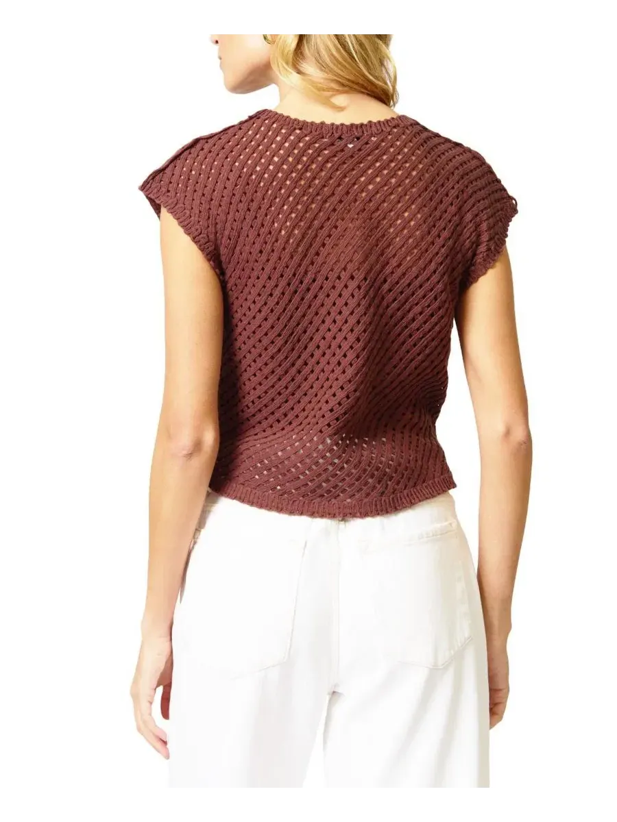 Женский вязаный крючком топ Ember Machine Crochet Top Central Park West — изображение 3 из 3, шоколад