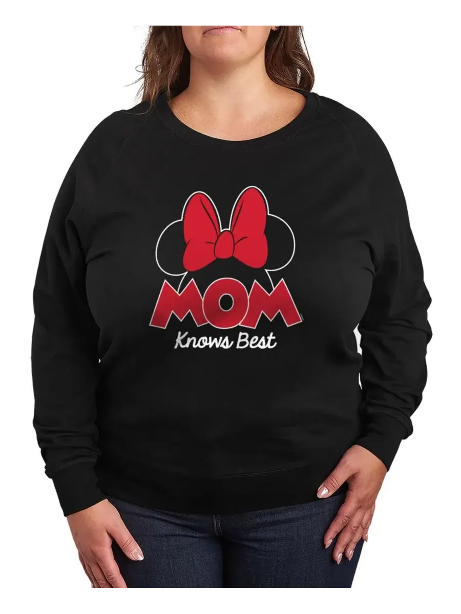 Футболка с длинными рукавами Disney Mom Knows Best Minnie из французской махровой ткани больших — изображение 1 из 3, черный