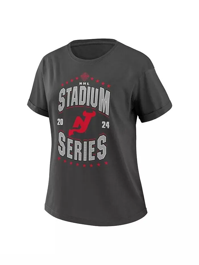 Женская темно-серая футболка бойфренда New Jersey Devils 2024 NHL Stadium Series Wear By Erin — изображение 2 из 3