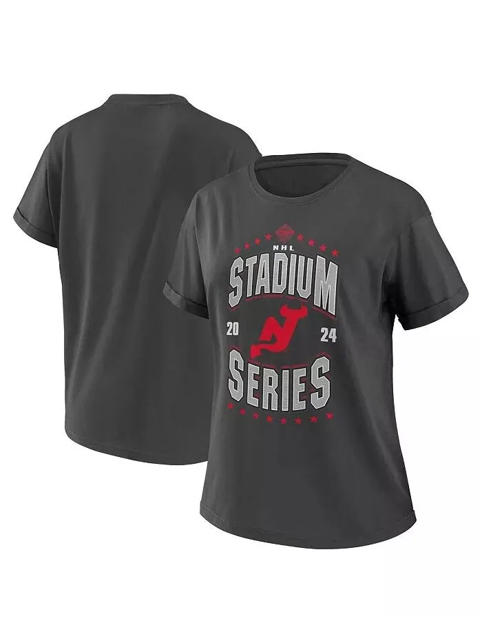 Женская темно-серая футболка бойфренда New Jersey Devils 2024 NHL Stadium Series WEAR by Erin — изображение 1 из 3