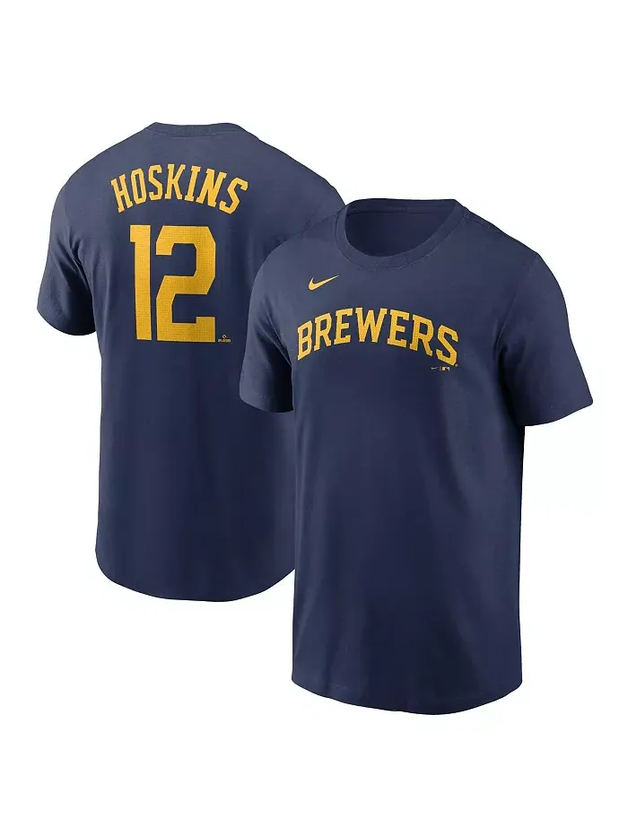 Мужская футболка Rhys Hoskins Milwaukee Brewers с именем и номером — изображение 1 из 3, синий
