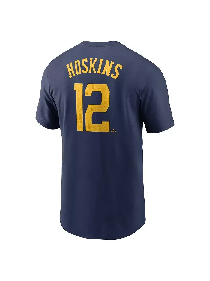 Мужская футболка Rhys Hoskins Milwaukee Brewers с именем и номером — изображение 3 из 3, синий