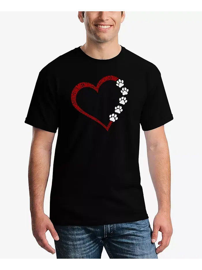 Мужская футболка Meow Heart Word Art LA Pop Art — изображение 1 из 3, черный