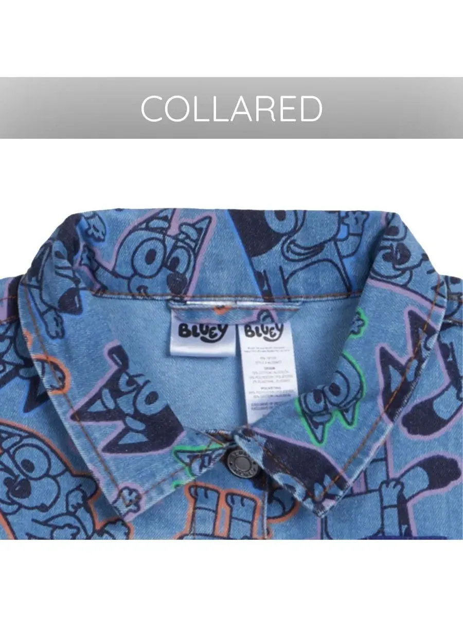 Детская джинсовая куртка с принтом Bluey Bluey Bluey Acid Wash Blue — изображение 3 из 3, синий