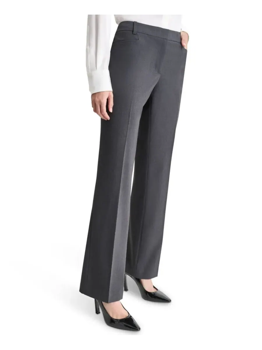 Брюки прямого кроя с высокой посадкой Petite High-Rise Straight-Leg DKNY — изображение 3 из 6, темно-серый