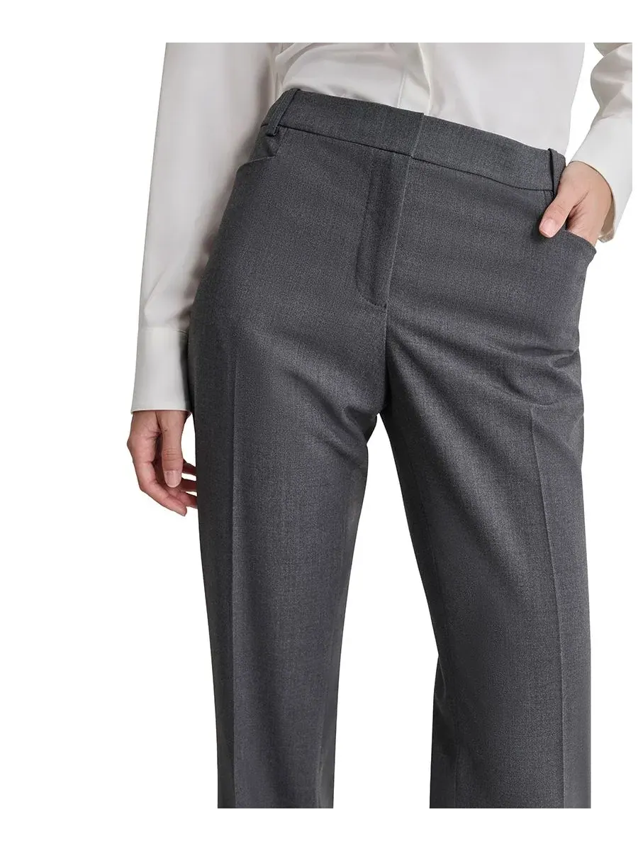 Брюки прямого кроя с высокой посадкой Petite High-Rise Straight-Leg DKNY — изображение 4 из 6, темно-серый