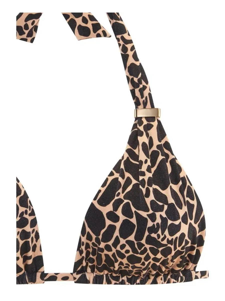 Женский бикини-топ с принтом и треугольными чашками, Giraffe Print LASCANA — изображение 7 из 8, черный коричневый