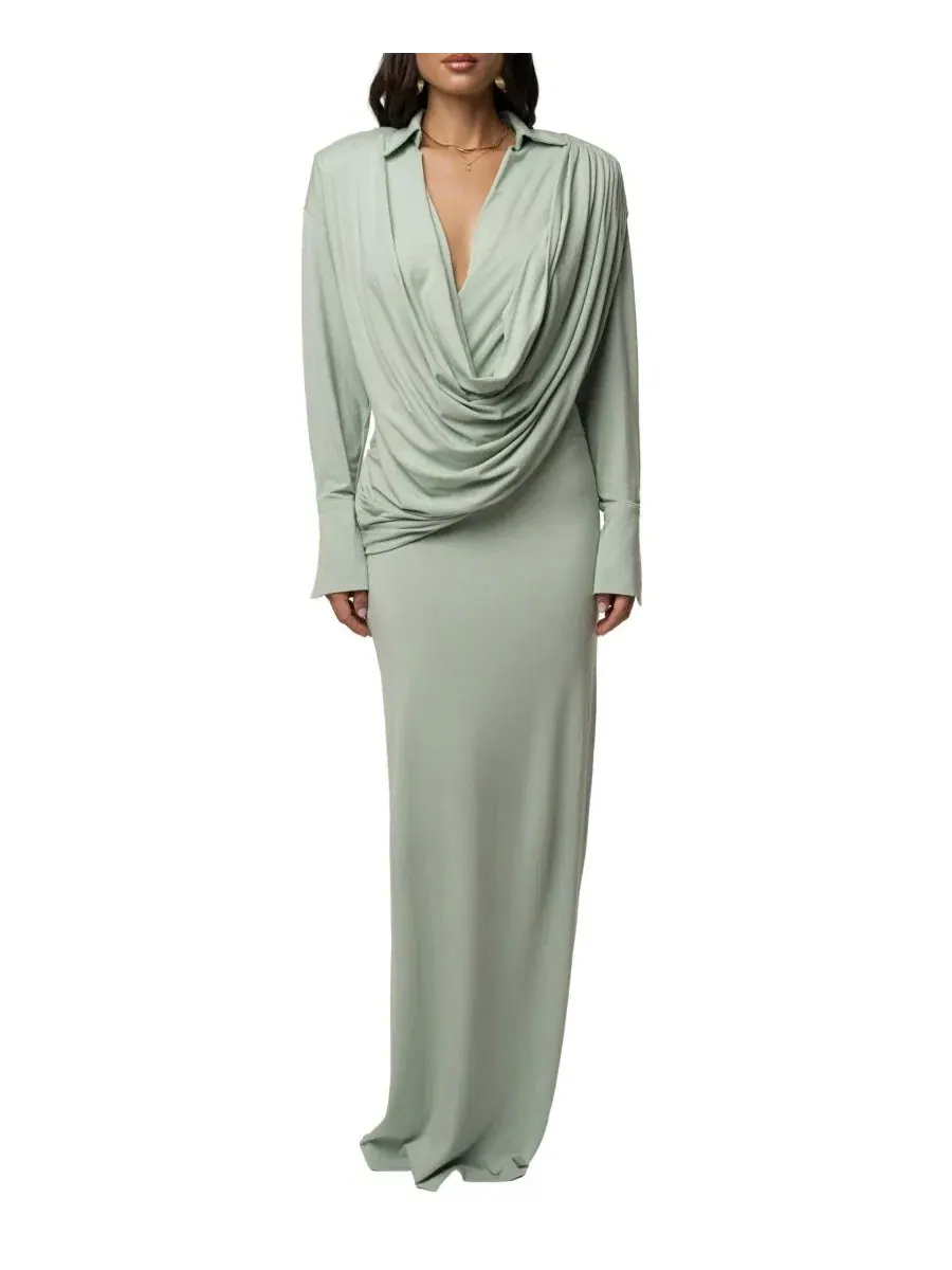 Макси-платье с драпировкой Poise Draped JLUXLABEL — изображение 11 из 11, мята