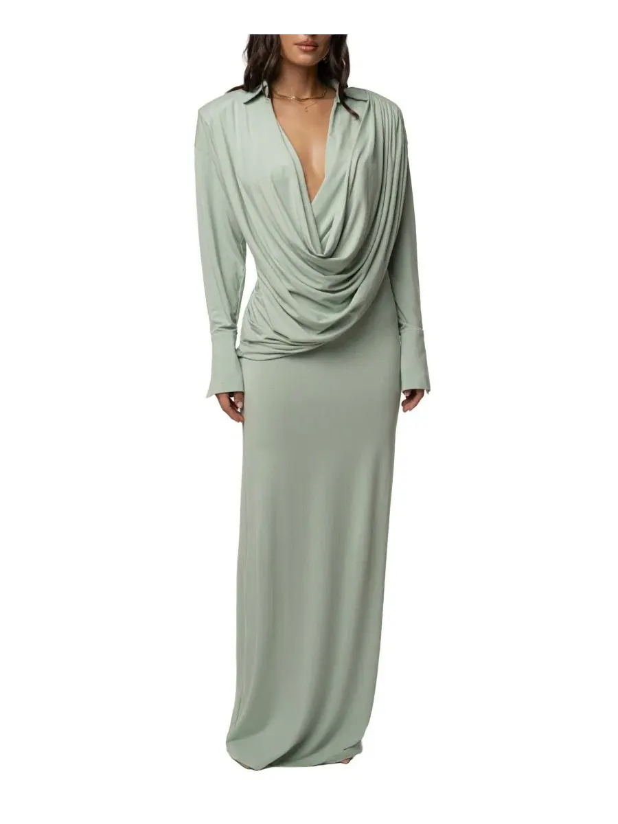 Макси-платье с драпировкой Poise Draped JLUXLABEL — изображение 7 из 11, мята