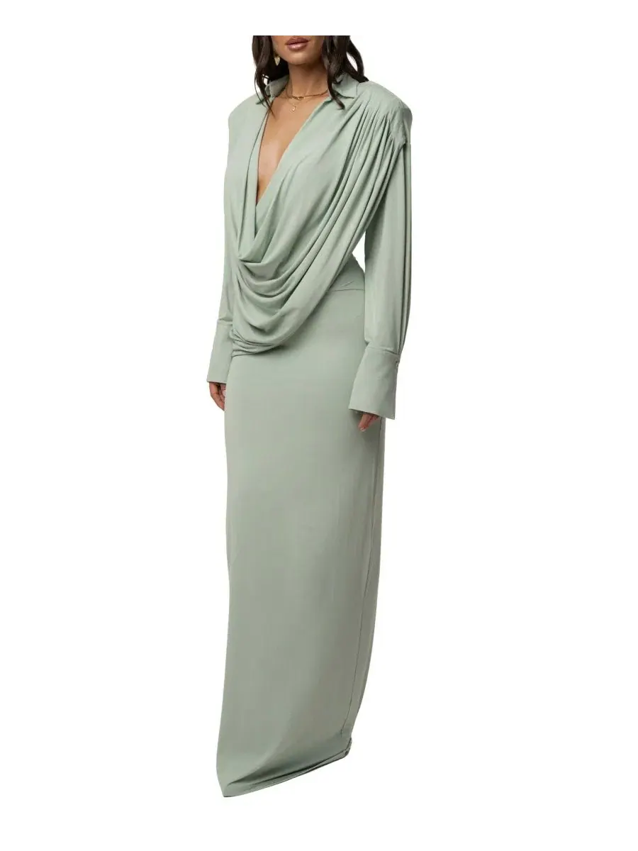 Макси-платье с драпировкой Poise Draped JLUXLABEL — изображение 8 из 11, мята