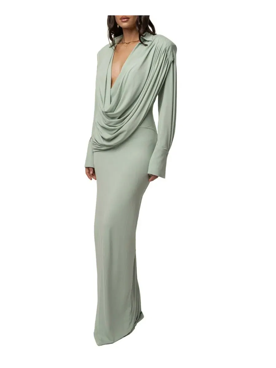 Макси-платье с драпировкой Poise Draped JLUXLABEL — изображение 10 из 11, мята