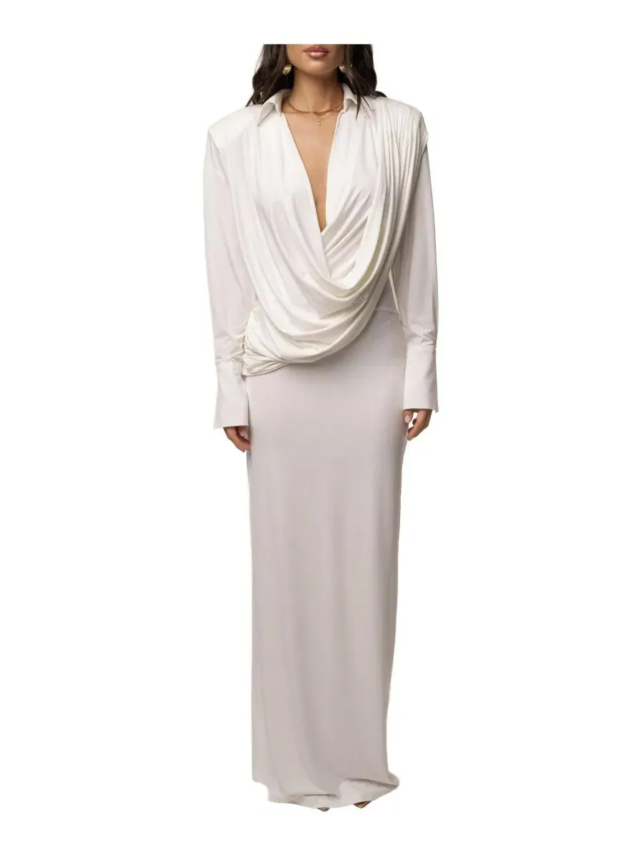 Платье-макси с драпировкой Poise Draped JLUXLABEL — изображение 1 из 11, белый