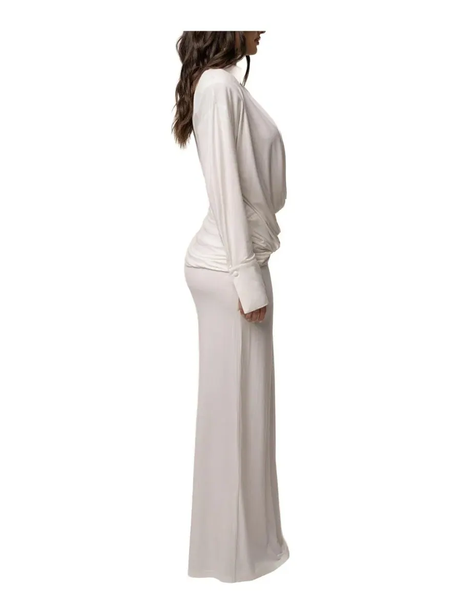 Платье-макси с драпировкой Poise Draped JLUXLABEL — изображение 2 из 11, белый