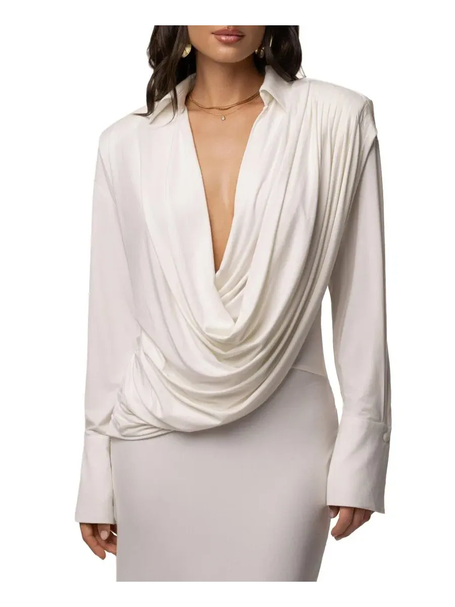 Платье-макси с драпировкой Poise Draped JLUXLABEL — изображение 4 из 11, белый