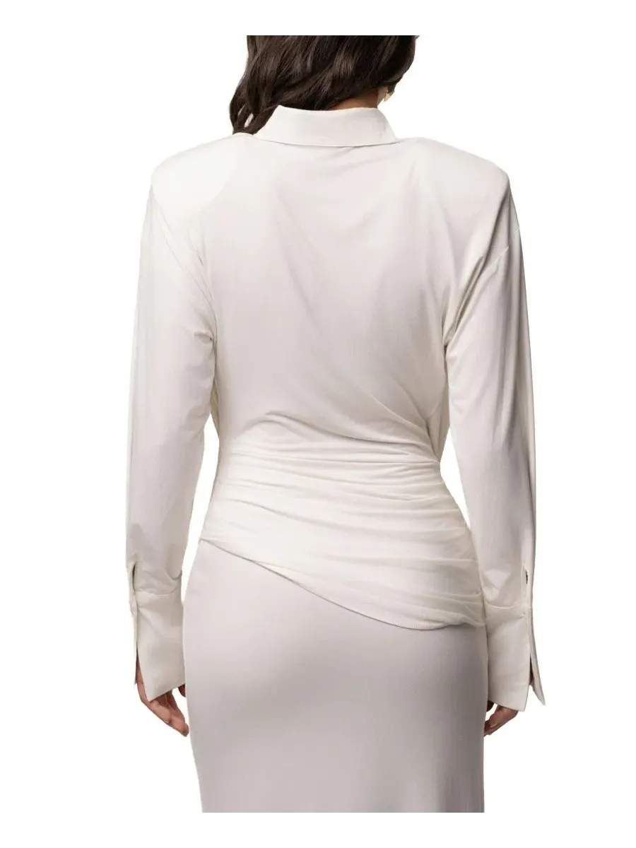 Платье-макси с драпировкой Poise Draped JLUXLABEL — изображение 6 из 11, белый