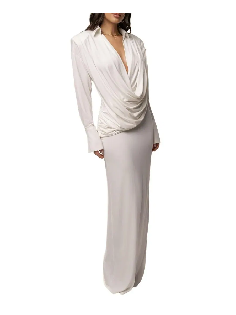 Платье-макси с драпировкой Poise Draped JLUXLABEL — изображение 7 из 11, белый